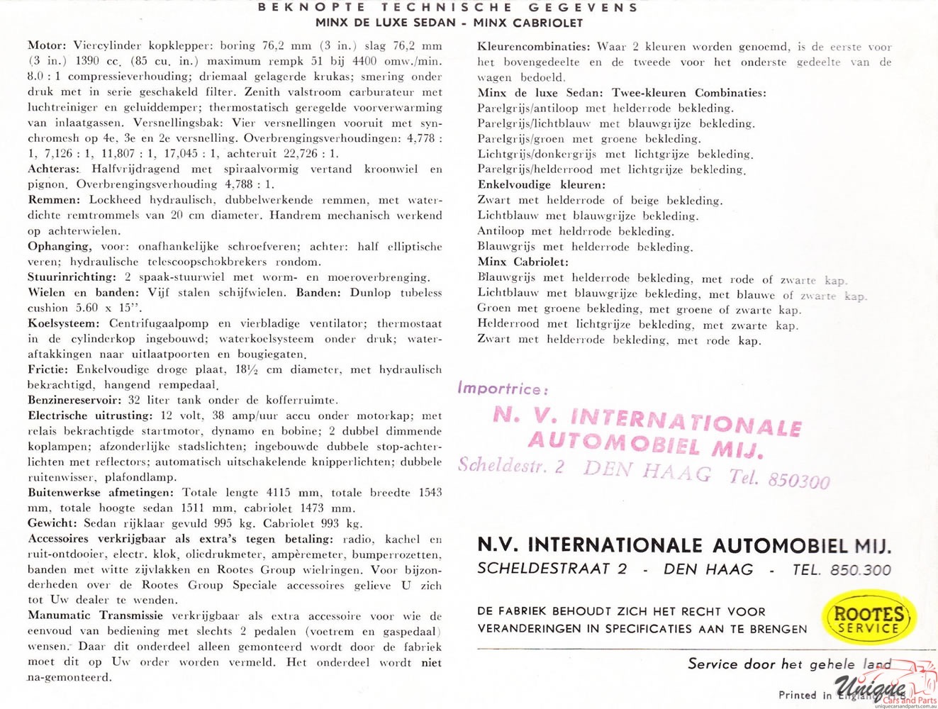 1956 Hillman Minx (Netherlands) Brochure Page 4